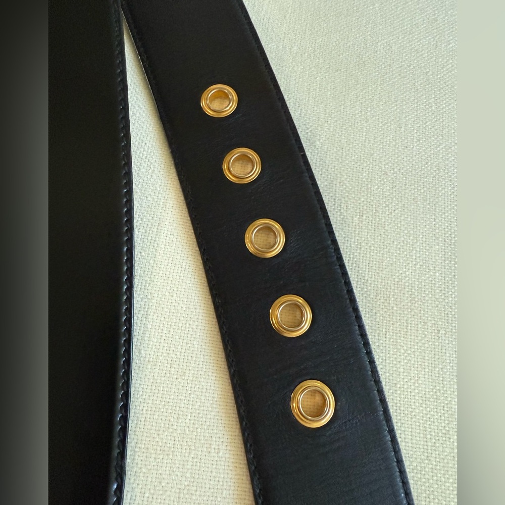 MIU MIU PRADA Leather Gold Hardware 5 Hole Wide Belt 85/34 - Picture 9 of 16